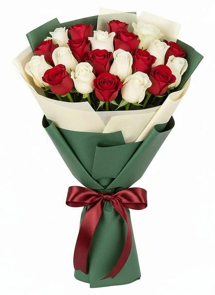 Букет Микс из красных и белых роз в Ярославле