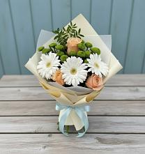 Букет цветов из:  Герберы, Розы и Хризантемы в Ярославле
